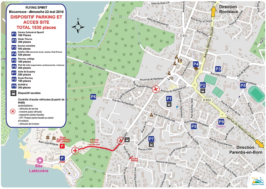 Plan du dispositif d'accès au site : Parking et stationnement disponibles Plan du dispositif d'accès au site : Parking et stationnement disponibles