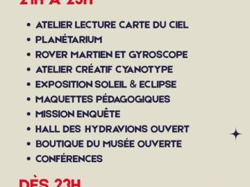 [NUIT DES ETOILES]
🚀 Partez à la découverte du ciel ce lundi 10 août de 21h à 01h ! Vibrez, contemplez, voyagez, explorez ! Découvrez le programme de cette...